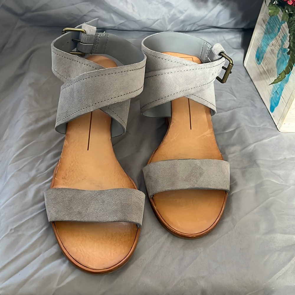 Dolce Vita Platforms, open toe, gray blue-ish color, size 8.5
